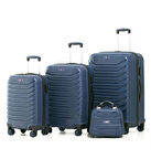 YEFA PP Polipropilen Kırılmaz Kabin & Orta & Büyük ve Makyaj Boy 4'lü Valiz Seti