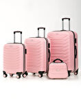 YEFA PP Polipropilen Kırılmaz Kabin & Orta & Büyük ve Makyaj Boy 4'lü Valiz Seti