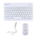 Microcase S10 Lite ile uyumlu Türkçe Bluetooth Klavye+Mouse+Tablet Standı Beyaz AL5166