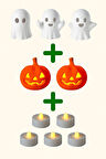 Halloween Seti (Hayalet + Kabak + LED Mum 10 Parça) Cadılar Bayramı Konsepti