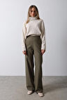 Beli Yarım Lastikli Palazzo Pantolon - Haki