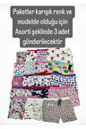 GMŞ Asorti Karışık Renk ve Model 3lü Kız Boxer Set 3072