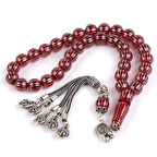 Ateş Kehribar 925Ayar Gümüş Çakım ve Püskül Küre Kesim 8mm Tesbih