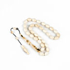 Mineli Mamut Dişi (Tusk) Beyzi Kesim 8x12mm Tesbih - Beyaz