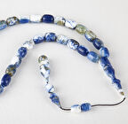 Uçak Camı Altın Varaklı (Sertifikalı) Kapsül Kesim 9x13mm Tesbih - Mavi