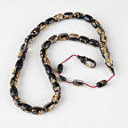 Uçak Camı Altın Varaklı (Sertifikalı) Kapsül Kesim 9x13mm Tesbih - Siyah