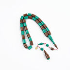 Kadim Katalin Usta İşi İmzalı Kesme Kesim 8x11mm Tesbih -Yeşil / Kahve