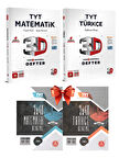 A Yayınları 3x40 Türkçe Matematik Deneme ve 3D Türkçe Matematik Video Destekli Defter 4 lü Set 