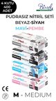 Nitril Muayene Eldiveni Seti M - 4 Paket 100 lü - Beyaz-Siyah-Mavi-Pembe Nitril Set M