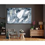 Dekoratif Yağlı Boya Efektli Beyaz Tüyler Kanvas Tablo