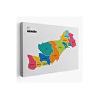 Mersin İli ve İlçeler Haritası  Dekoratif Kanvas Tablo 1418