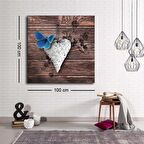 Dekoratif Baskı illüstrasyon Aşk ve Kelebek Kare Kanvas Tablo