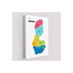 Batman İli ve İlçeler Haritası  Dekoratif Kanvas Tablo 1285