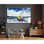 Dekoratif Yağlı Boya Efektli Fırtına da Gemi Kanvas Tablo