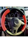Vw Passat B8 Uyumlu Deri Direksiyon Kılıfı Iki Renkli Kırmızı-Siyah