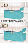 (2 ADET)Baby Çok Amaçlı Kapaklı Kutu Düzenleyici Maxi (MAVİ) 35x24x23