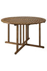 Yemek Masası, Açık Kahverengi, 130 cm Balkon,Teras,Bahçe Masa Ahşap Yuvarlak
