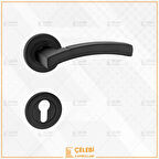 BALMONDİ KOL YUVARLAK ROZETLİ SİYAH YALE KAPI KOLU