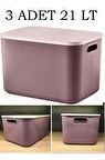 3 Adet 21 Lt Storage Mor Dolap Içi Düzenleyici Oyuncak Ve Çamaşır Sepeti Elbise Saklama Kutusu