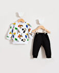 Özel Karakterler Baskılı Bebek Alt Üst Takım Siyah | 9 - 12 Ay
