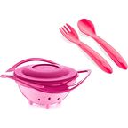 Babyjem Dökülmeyen Tabak & Mama Kaşık Çatal Takımı Pembe ART-350/495