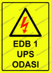 EDB 1 UPS Odası Uyarı Levhası
