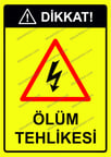 Dikkat  Ölüm Tehlikesi Uyarı Levhası