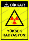 Dikkat! Yüksek Radyasyon! Uyarı Levhası