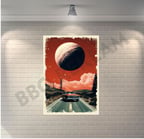 Araba Yol Manzara Retro Ahşap Poster