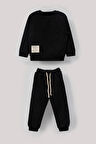 Tarz Etiketli Cepli Mevsimlik Pamuklu Bebek Çocuk 2'li Alt Üst Takım-Siyah| 5-6 Yaş