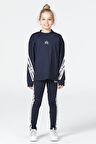 Black One Kız Çocuk Şerit Detaylı Salaş Sweat ve Tayt Spor Takım