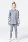 Black One Kız Çocuk Şerit Detaylı Salaş Sweat ve Tayt Spor Takım
