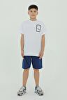Bisiklet Yaka Erkek Çocuk Baskı Detaylı t-shirt Ve Şort İkili Takım