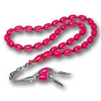 Gümüş Püsküllü Pembe Ateş Kehribar Tesbih