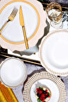 Narin 24 Parça 6 Kişilik Yaldızlı Dekorlu Bone China Yemek Takımı