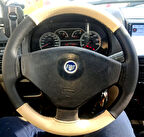 DİKİŞLİ DİREKSİYON KILIFI BEJ DERİ NOKTALI DERİ SİYAH DİKİŞLİ FIAT ALBEA İÇİN