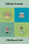 Filistin Temalı 4'lü Rozet Seti-2