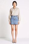 Kadın Mini Denim Etek %100 Pamuk Desenli Rigid Dokuma Yüksek Bel Kısa Kesim Günlük Konforlu Rahat