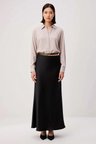 Kadın İnce Askılı Crop Top Saten Etek Takımı Kemer Detaylı Midi Boy Zarif Günlük Rahat Modern Şık