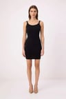 Kadın Kolsuz Havuz Yaka Bodycon Mini Elbise Kalın Askılı Ribana Esnek Örme Rahat Günlük Modern Şık