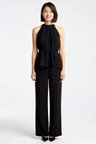 Kadın Büyük Beden Kolsuz Oversize Bluz Pantolonlu İkili Takım Beli Kuşaklı Geniş Paça Günlük Rahat