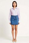 Kadın Mini Denim Etek Kemer Detaylı %100 Pamuk Rigid Dokuma Beden Günlük Rahat Modern Şık Konforlu