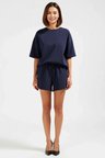 Kadın Büyük Beden Oversize T Shirt Şort Takım Bisiklet Yaka Kısa Kol Cepli Rahat Kesim Günlük Modern