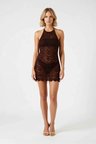 Kadın Halter Yaka Sırt Dekolteli Örme Mini Elbise Bodycon Kesim Dokulu Desen Astarsız Günlük Rahat
