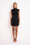 Kadın Kolsuz Dik Yaka Bodycon Mini Elbise Esnek Dokuma Astarsız Konforlu Kesim Günlük Rahat Modern