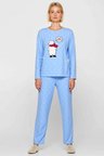 Kadın Bisiklet Yaka Standart Kol Regular Kalıp Polar Örme Puantiye Desenli Pijama Takımı Şık