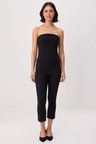 Kadın Büyük Beden Straplez Crop Bluz Kapri Pantolon Takımı %100 Pamuk Dokuma Fitted Kesim Günlük