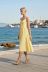 Kadın Boy Elbise Skater Kalıp Kalp Yaka Kalın Askılı Kolsuz Poplin Dokuma Düz Desen Astarsız