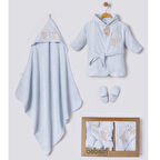 0-12 AY BEBESSİ ERKEK TO PLAY NAKIŞLI  BORNOZ SETİ %100 PAMUK