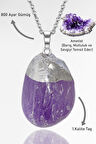 Sertifikalı Tamburlanmış Ametist Taşı Kolye